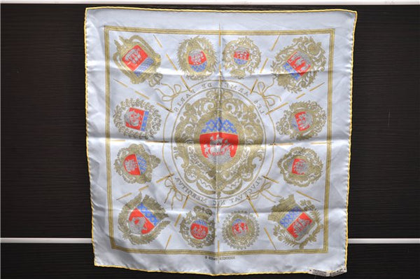 Authentic HERMES Petit Carre 40 Scarf "Les Armes de Paris" Silk Yellow 2990E