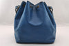 Authentic Louis Vuitton Epi Petit Noe Drawstring Bag M44105 Blue Junk 2990I