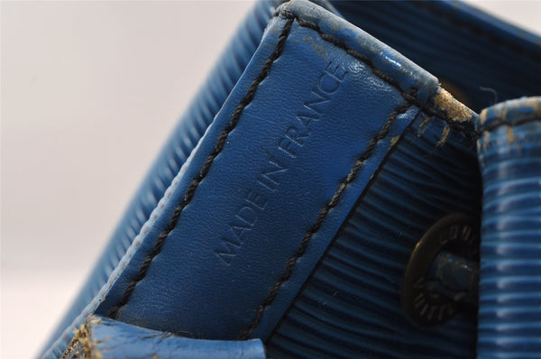 Authentic Louis Vuitton Epi Petit Noe Drawstring Bag M44105 Blue Junk 2990I