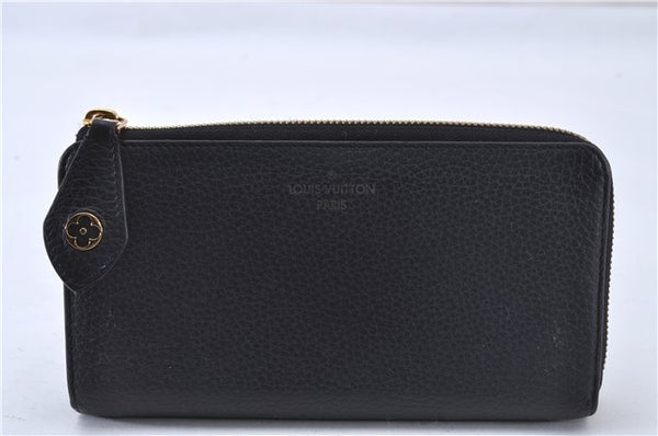 Authentic Louis Vuitton Taurillon Portefeuille Comet Wallet M63102 Black 2992F