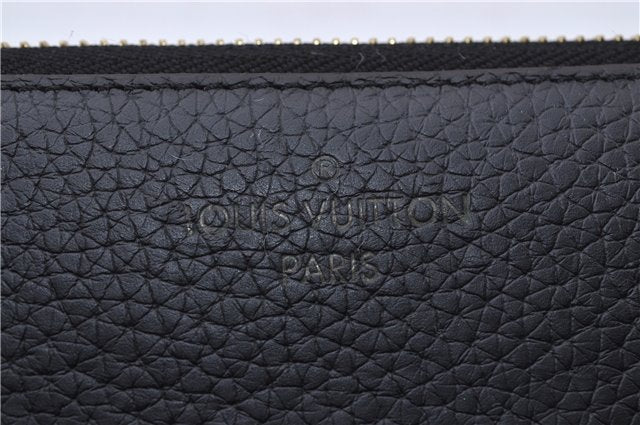 Authentic Louis Vuitton Taurillon Portefeuille Comet Wallet M63102 Black 2992F