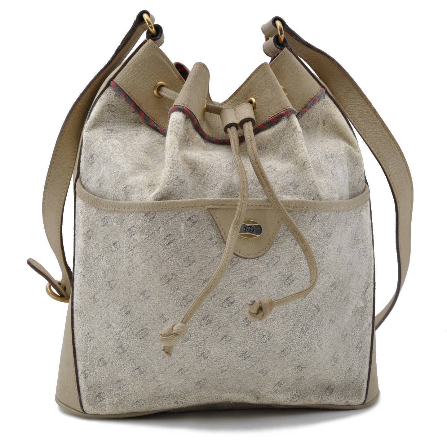 Auth GUCCI Centennial Line Shoulder Cross Bag GG PVC Leather Ivory Junk 2994C