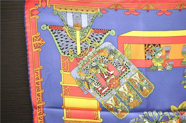 Authentic HERMES Carre 90 Scarf "ASTRES et SOLEILS" Silk Blue 2995D