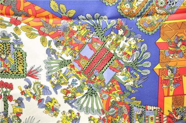 Authentic HERMES Carre 90 Scarf "ASTRES et SOLEILS" Silk Blue 2995D