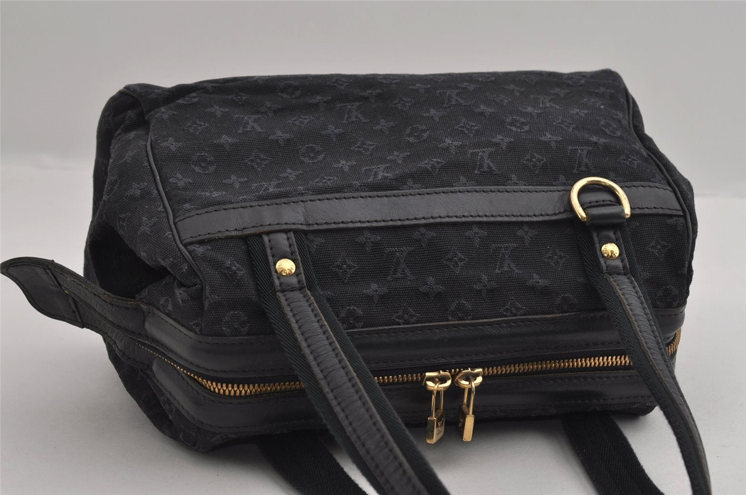 Auth Louis Vuitton Monogram Mini Josephine PM Hand Bag Dark Blue M92414 LV 2997I