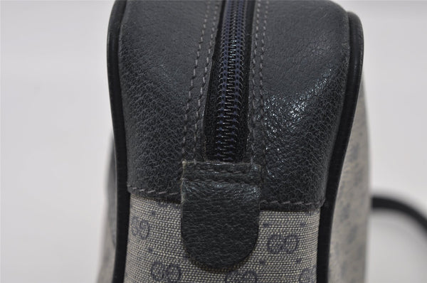 Authentic GUCCI Sherry Line Micro GG Shoulder Bag PVC Leather Navy Junk 2999I
