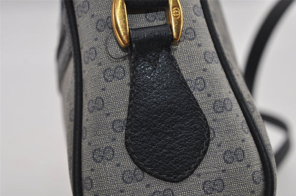 Authentic GUCCI Sherry Line Micro GG Shoulder Bag PVC Leather Navy Junk 2999I
