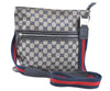 Authentic GUCCI Sherry Line Shoulder Bag GG Canvas Leather 145809 Navy 3000H