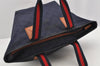Authentic GUCCI Sherry Line Shoulder Tote Bag GG Nylon Leather 374433 Navy 3000I