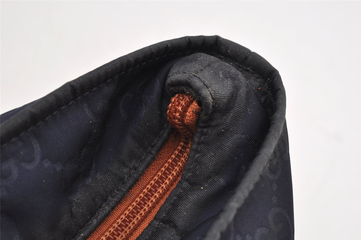 Authentic GUCCI Sherry Line Shoulder Tote Bag GG Nylon Leather 374433 Navy 3000I