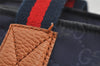 Authentic GUCCI Sherry Line Shoulder Tote Bag GG Nylon Leather 374433 Navy 3000I