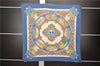 Authentic HERMES Pleats Scarf "L'ENTENTE CORDIALE" Silk Blue 3001E