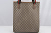 Authentic GUCCI Web Sherry Line GG Plus Tote Bag PVC Leather Brown 3001I