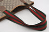 Authentic GUCCI Web Sherry Line GG Plus Tote Bag PVC Leather Brown 3001I