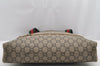 Authentic GUCCI Web Sherry Line GG Plus Tote Bag PVC Leather Brown 3001I