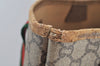 Authentic GUCCI Web Sherry Line GG Plus Tote Bag PVC Leather Brown 3001I