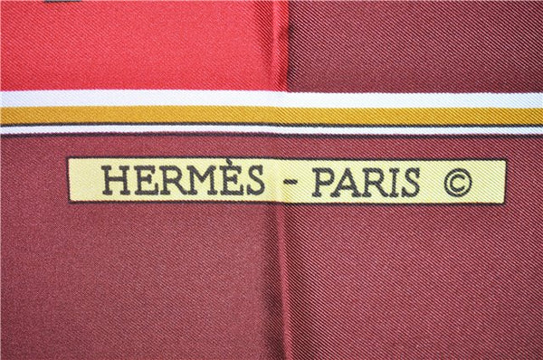 Authentic HERMES Carre 90 Scarf Crown Motif Silk Brown 3003E