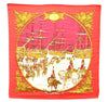 Authentic HERMES Carre 90 Scarf "MARINE ET CAVALERIE" Silk Red 3004D
