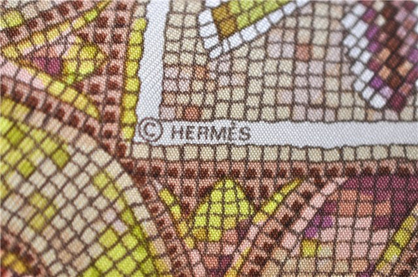 Authentic HERMES Petit Carre 40 Scarf Handkerchief "PAVEMENT" Silk Ivory 3005D