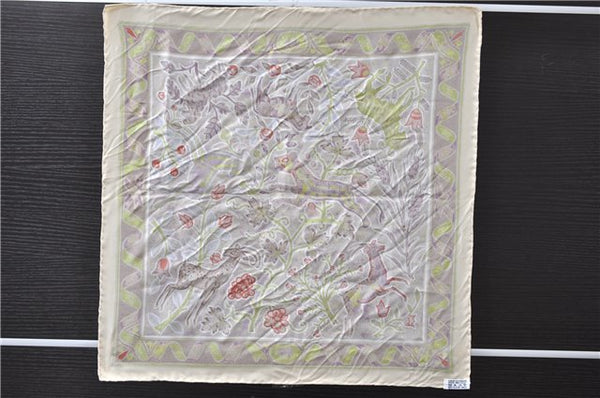 Authentic HERMES Petit Carre 40 Scarf Handkerchief "PAVEMENT" Silk Ivory 3005D