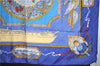 Authentic HERMES Carre 90 Scarf "LE GEOGRAPHE" Silk Blue 3006E