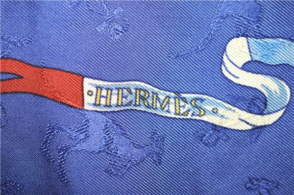 Authentic HERMES Carre 90 Scarf "LE GEOGRAPHE" Silk Blue 3006E