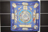 Authentic HERMES Carre 90 Scarf "LE GEOGRAPHE" Silk Blue 3006E