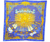 Authentic HERMES Carre 90 Scarf "CARPE DIEM" Silk Blue Box 3007D