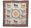 Authentic HERMES Carre 90 Scarf "Couvertures et Tenues du Jour" Silk Gray 3007E