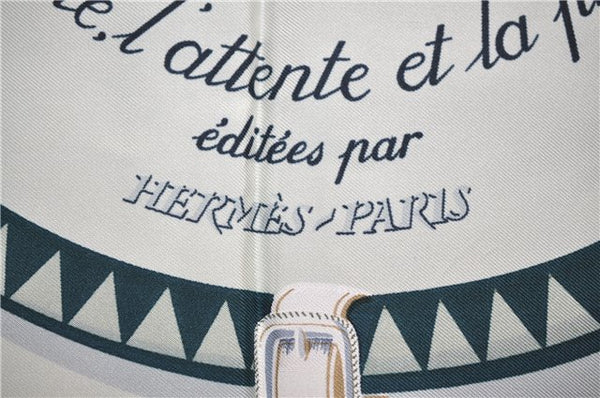 Authentic HERMES Carre 90 Scarf "Couvertures et Tenues du Jour" Silk Gray 3007E