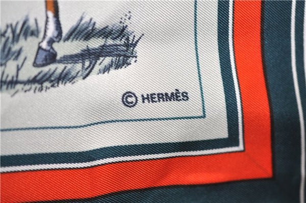 Authentic HERMES Carre 90 Scarf "Couvertures et Tenues du Jour" Silk Gray 3007E