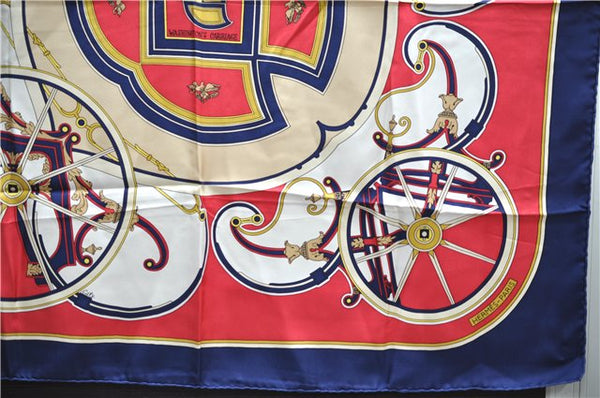 Authentic HERMES Carre 90 Scarf "WASHINGTON'S CARRIAGE" Silk Navy 3008E