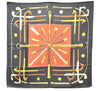 Authentic HERMES Carre 90 Scarf "CANNES & POMMEAUX" Silk Black Box 3009D