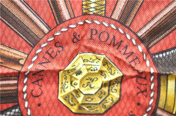 Authentic HERMES Carre 90 Scarf "CANNES & POMMEAUX" Silk Black Box 3009D
