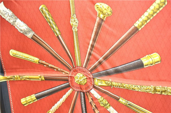 Authentic HERMES Carre 90 Scarf "CANNES & POMMEAUX" Silk Black Box 3009D