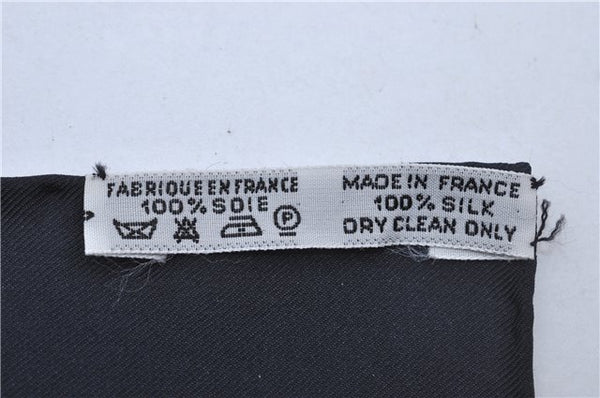 Authentic HERMES Carre 90 Scarf "CANNES & POMMEAUX" Silk Black Box 3009D