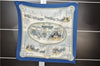 Authentic HERMES Pleats Scarf "The Bull & Mouth Regent's Circus" Silk Blue 3010D