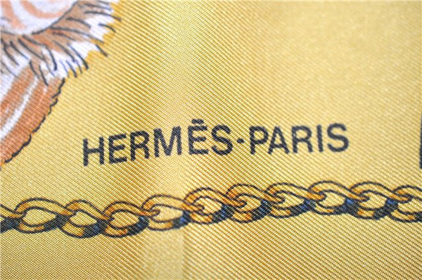 Authentic HERMES Carre 90 Scarf "CHASSES EXOTIQUES" Silk Brown Box 3011D