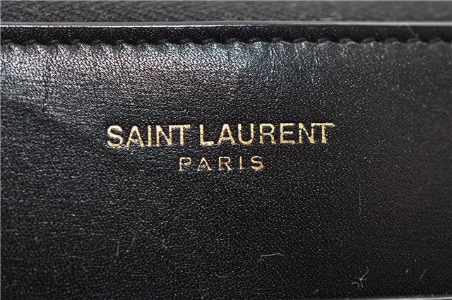 Authentic SAINT LAURENT Vintage Clutch Hand Bag Purse Leather Black YSL 3018E