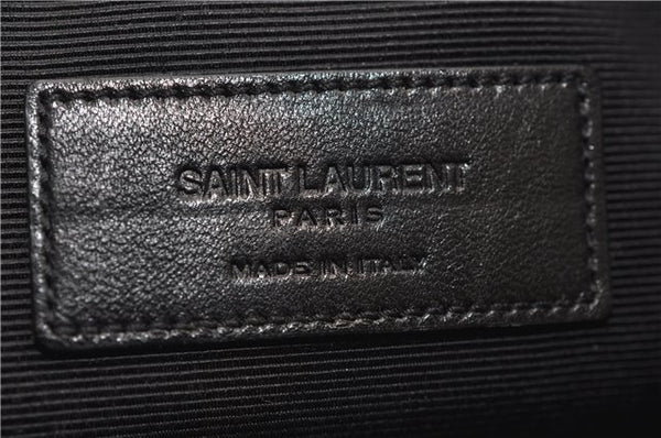 Authentic SAINT LAURENT Vintage Clutch Hand Bag Purse Leather Black YSL 3018E