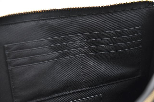 Authentic SAINT LAURENT Vintage Clutch Hand Bag Purse Leather Black YSL 3018E