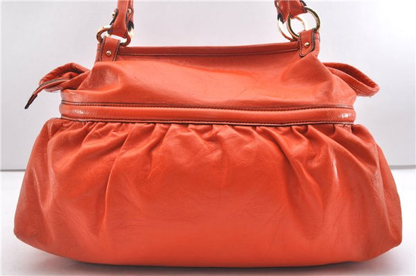 Authentic FENDI Vintage Chef Bag Leather Shoulder Tote Bag Orange 3019F