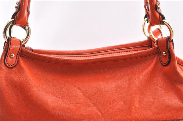 Authentic FENDI Vintage Chef Bag Leather Shoulder Tote Bag Orange 3019F