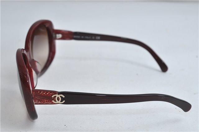 Authentic CHANEL Sunglasses Check Design CoCo Mark Plastic 5176-A Red 3020D