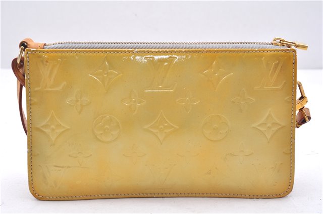 Authentic Louis Vuitton Vernis Lexington Hand Bag Pouch Yellow M91056 LV 3020E