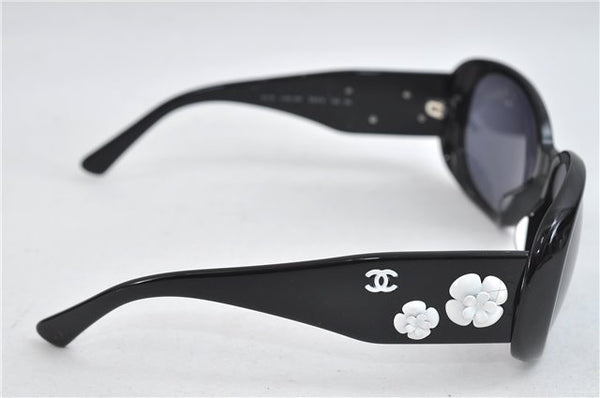 Authentic CHANEL Camellia Sunglasses CoCo Mark Plastic Black 3021D