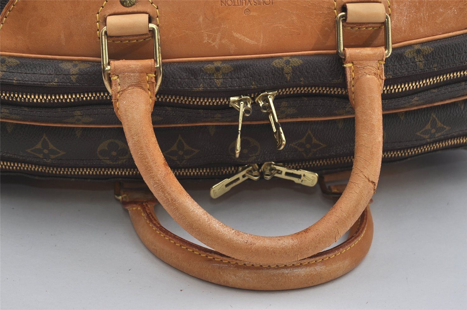 Authentic Louis Vuitton Monogram Alize 24 Heures Boston Hand Bag M41399 LV 3021I