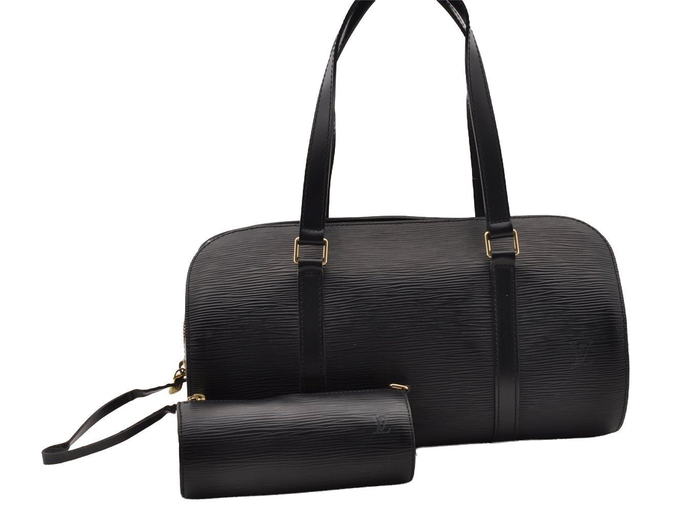 Authentic Louis Vuitton Epi Soufflot Black Hand Bag M52222 LV 3023I