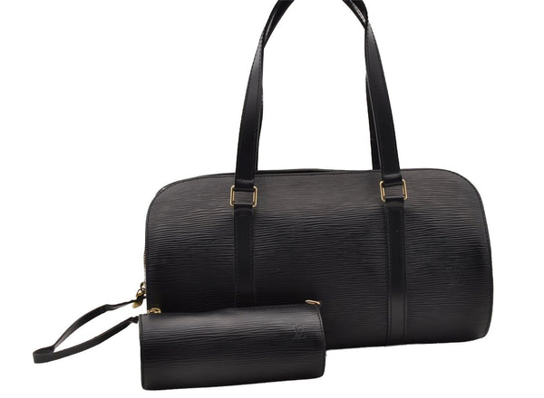 Authentic Louis Vuitton Epi Soufflot Black Hand Bag M52222 LV 3023I