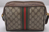 Authentic GUCCI Web Sherry Line Shoulder Cross Bag GG PVC Leather Brown 3026I